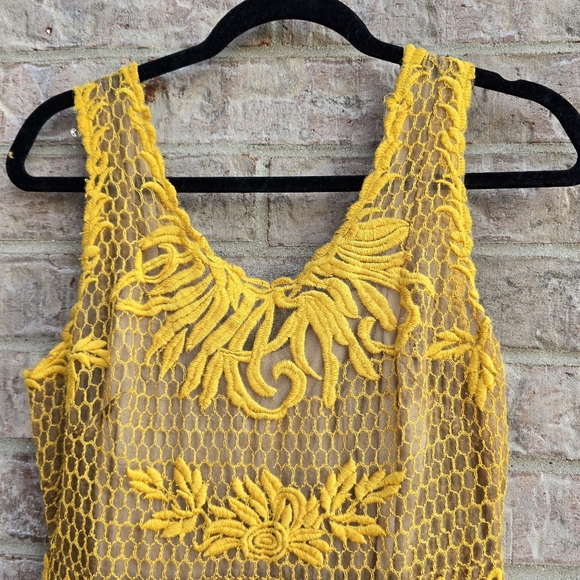 NEW Anthropologie Honeycomb Yellow Lace Dress by Yoana Baraschi $348 Size 6 - Picture 5 of 11